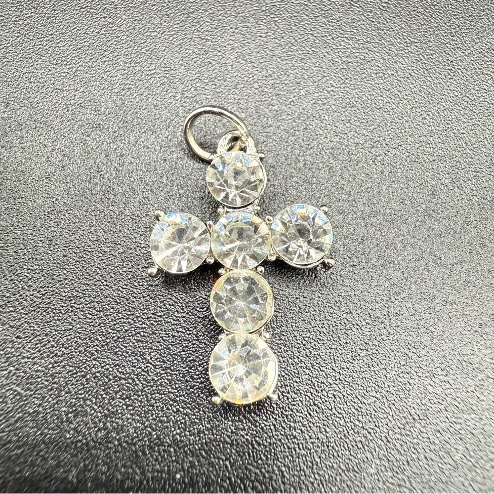 Sparkly Cross Pendant Charm - Small Religious Accessory